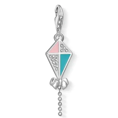 Colgante Charm dragón, plata de ley 925, esmalte en frío circonita, multicolor