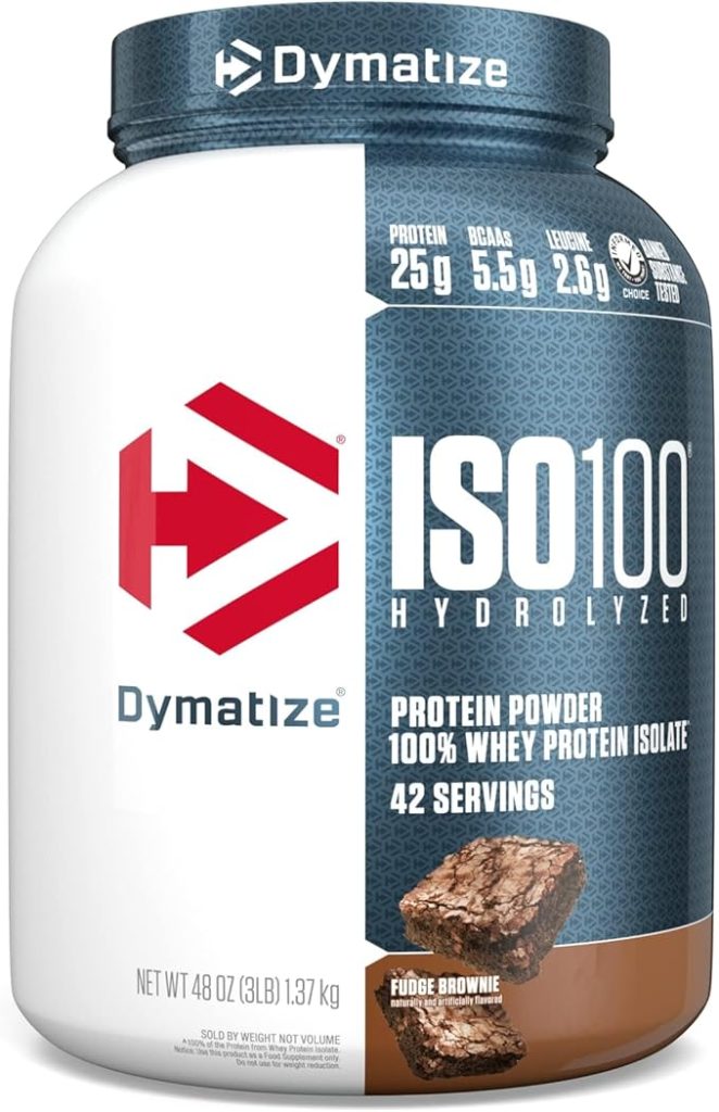 Dymatize Nutrition, ISO100 hidrolizado, 100 % aislado de proteína de suero, brownie de dulce de leche, 1,4 kg (3 lb)